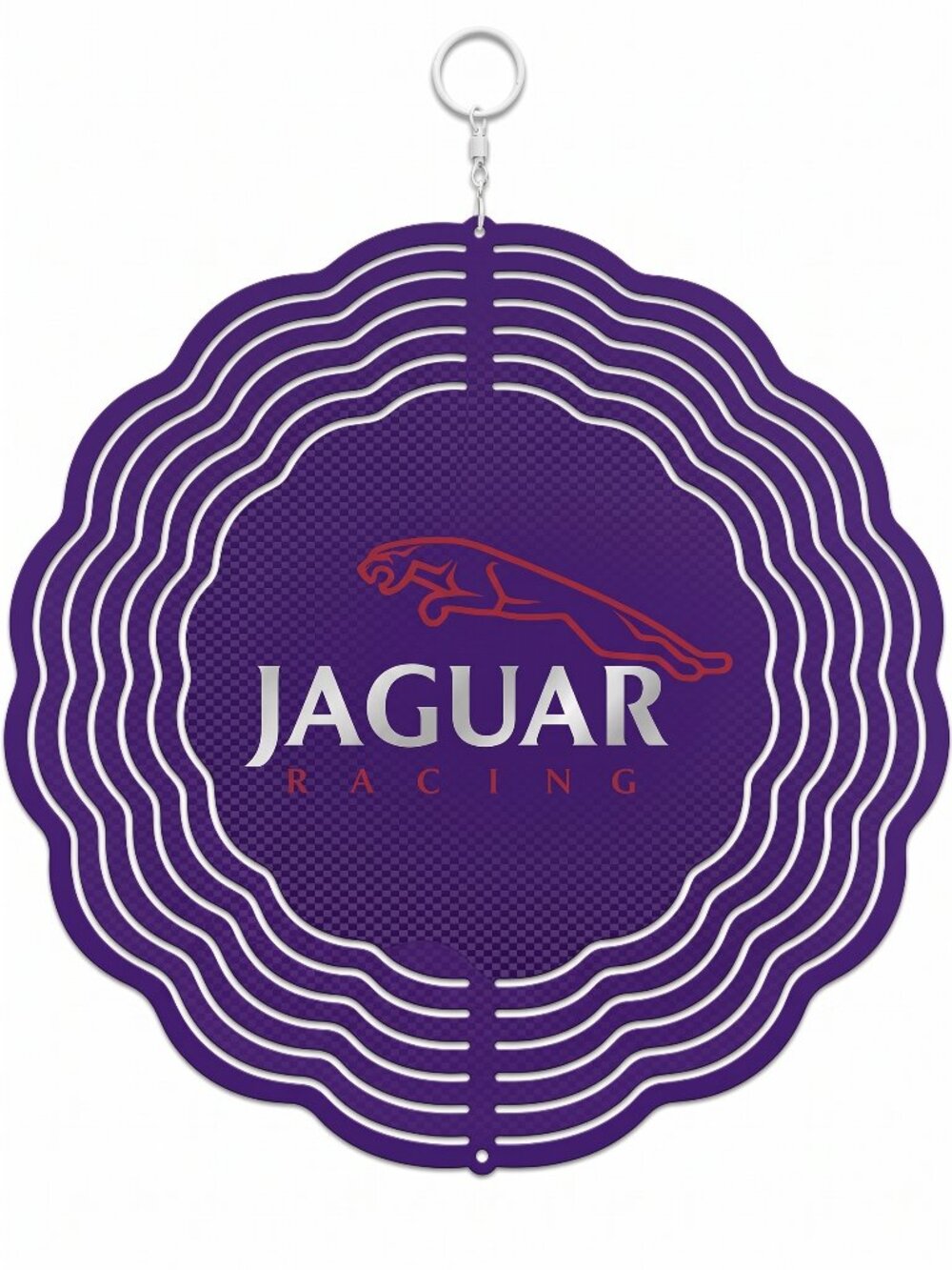 10" Jaguar Racing Logo Kinetic Wind Spinner - Purple Metal Hanging Yard Decor